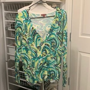 Summer Beautiful Mixed Greens V Neck Button Sweater